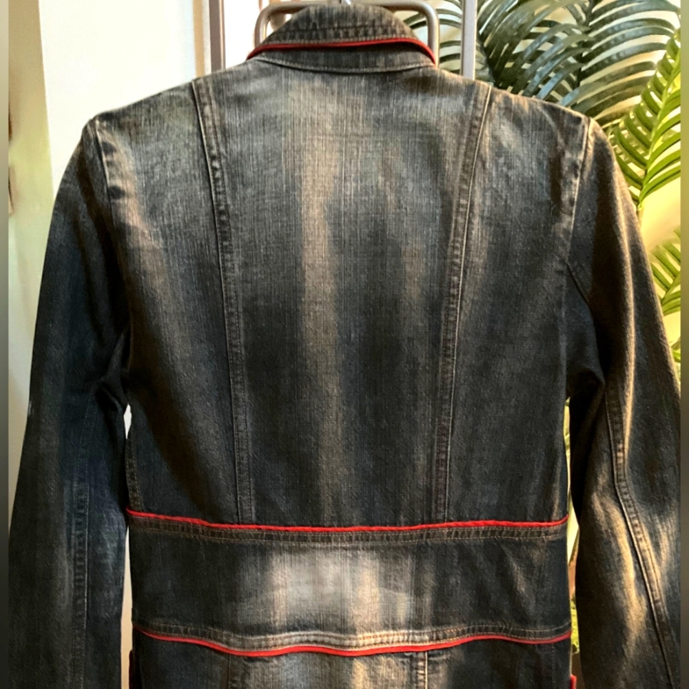 DKNY Vintage, Rare Beautiful Distressed Full Length Denim Coat - Picture 8 of 10